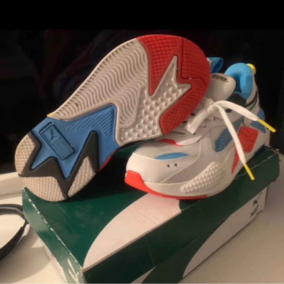 Puma White, Blue & Red Kids' Athletic Sneakers